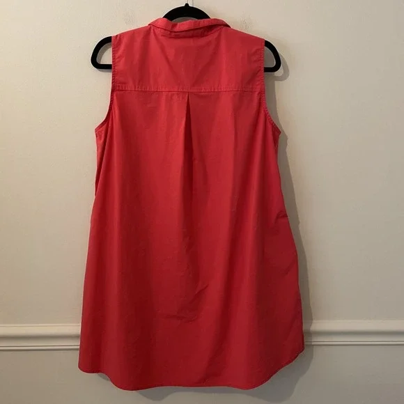 Tuckernuck Sleeveless Charlie Dress Shirt‎ Dress Red Coral Size L Collar Classic - Picture 3 of 10